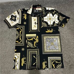 Black and Gold Patterned Shirt